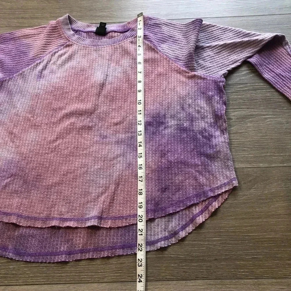 Wild Fable Womens Purple Space Tie Dye Long Sleeve Waffle Knit Size Small - Picture 7 of 12